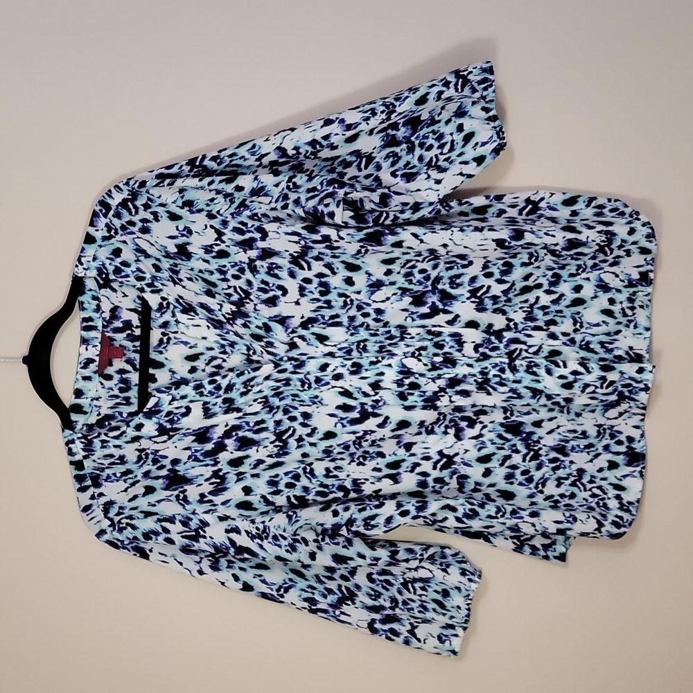 212 button down blouse with elastic sleeves